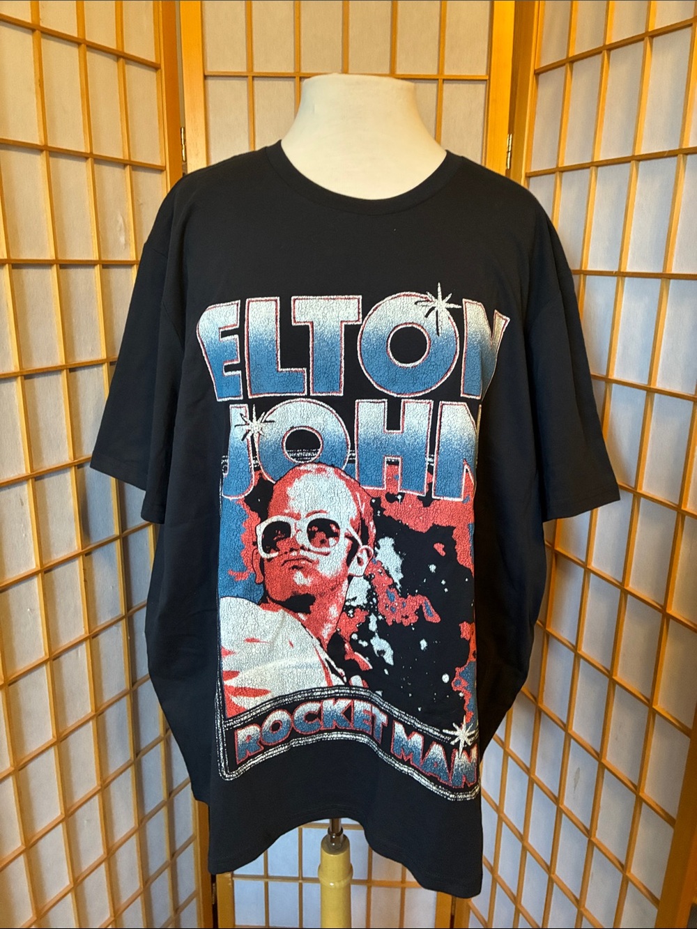 NWT Black Elton John 'Rocket Man' Graphic Tee